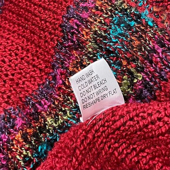 Gizel Cardigan Plus Size 1X Artsy Red Button Sweater Lagenlook Wearable Art - Picture 7 of 9